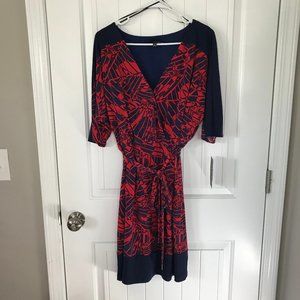 Sangria Red and Navy Blue Faux Wrap Dress, NWT, Size 16W